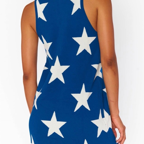 Show Me Your Mumu Blue Sleeveless Dress with White Stars Size S NWOT - Picture 2 of 5
